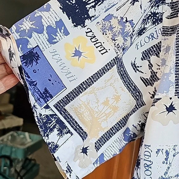 CROSSINGS, men's XL casual button-down shirt. Tropical print. EXCELLENT. - Picture 4 of 10